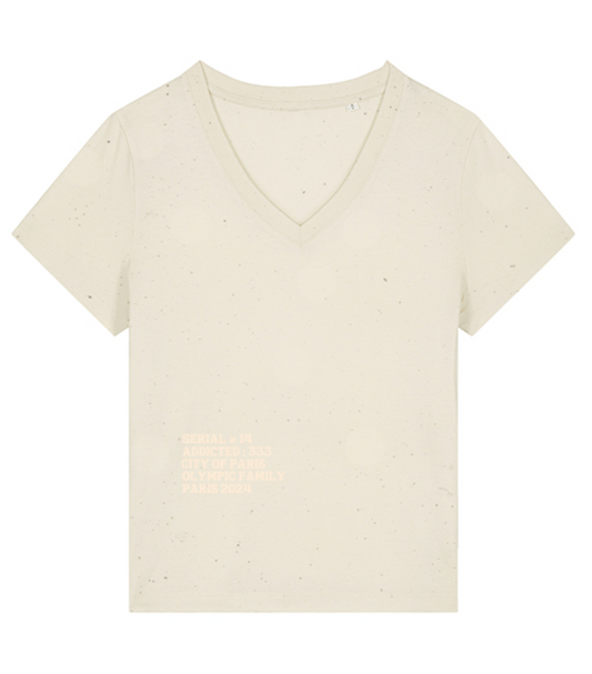 SERIAL#14  PARIS 2024  T-shirt col V femme bio